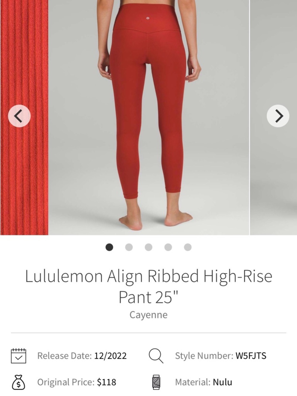 SOLD!! lululemon athletica Align Ribbed High-Rise Pant 25" - Cayenne size 14